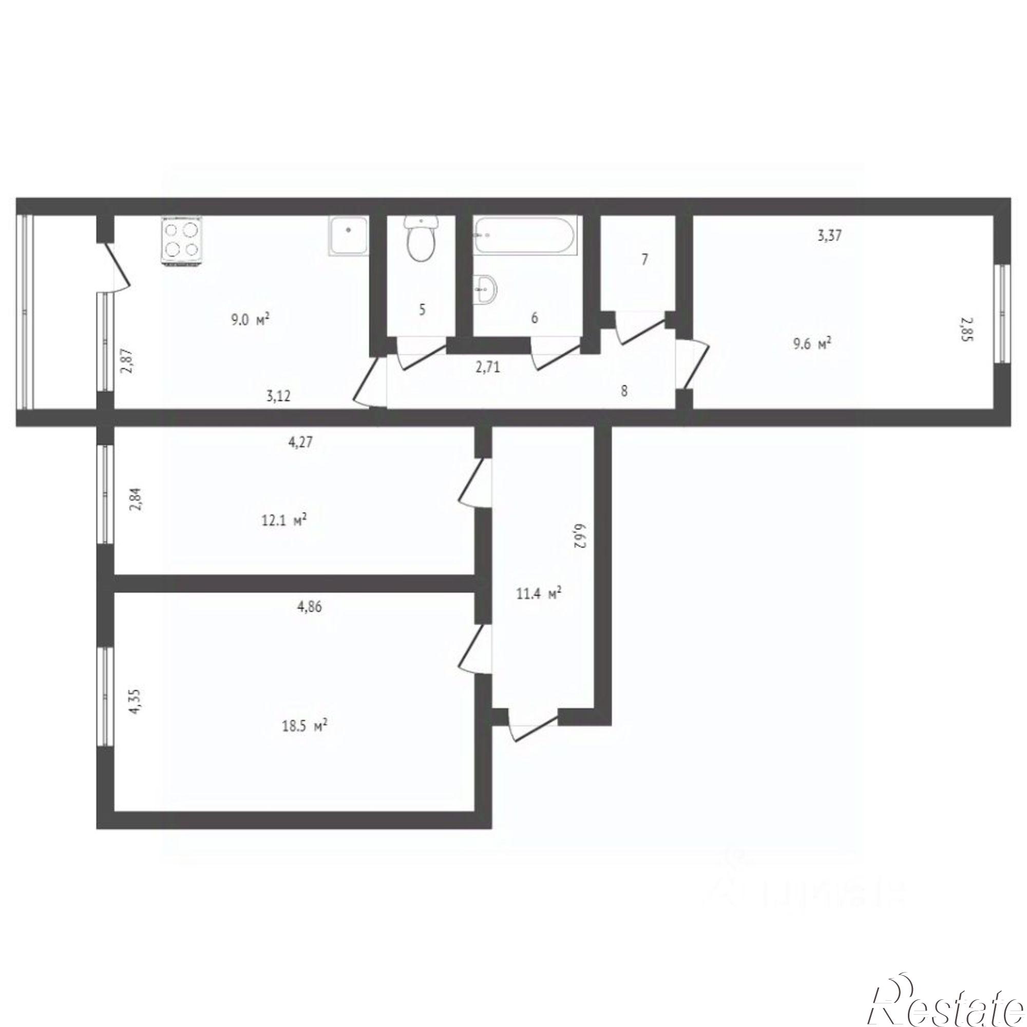 Купить квартиру за 6 700 000 рублей на улица Калинина, 148