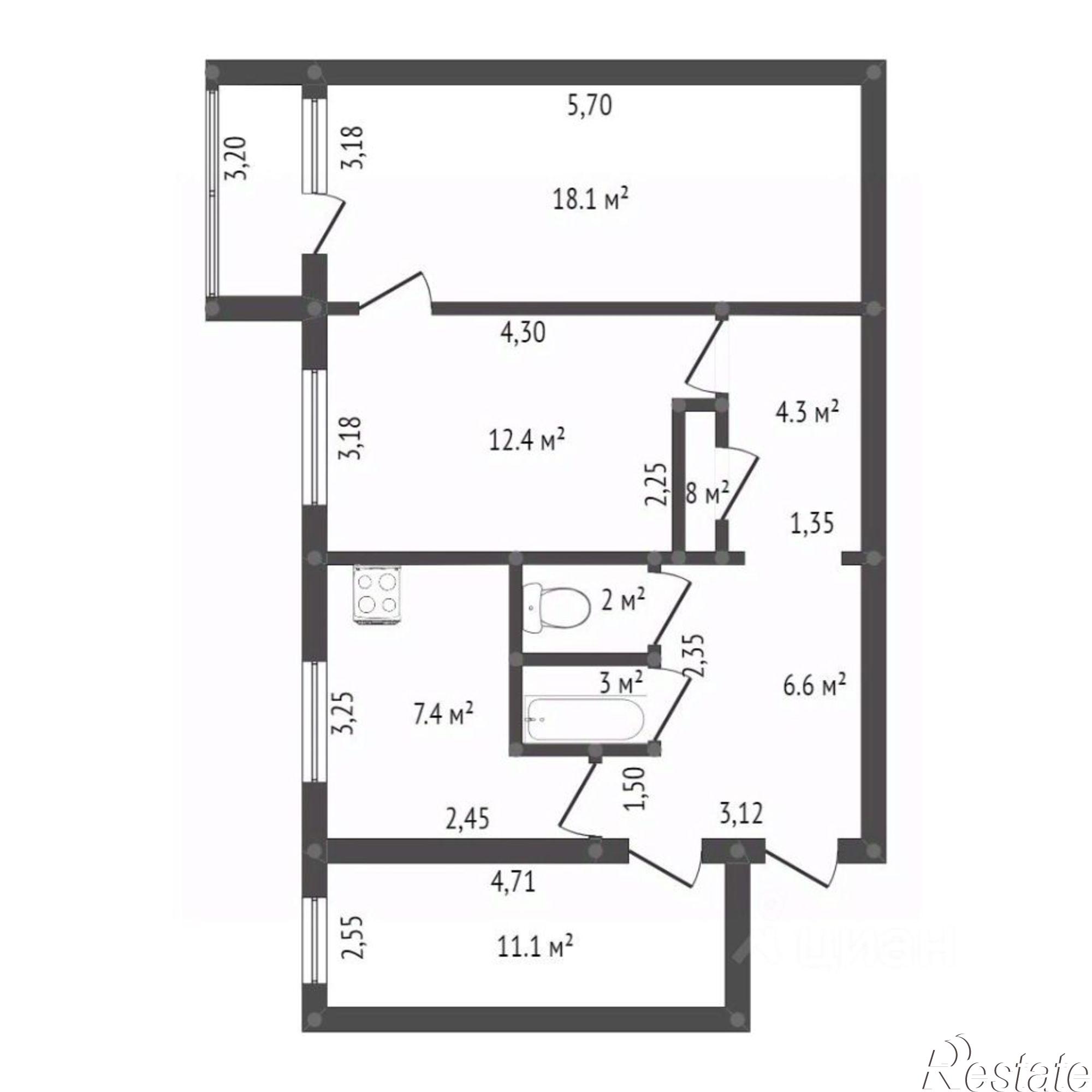 Купить квартиру за 7 600 000 рублей на Институтская улица, 6