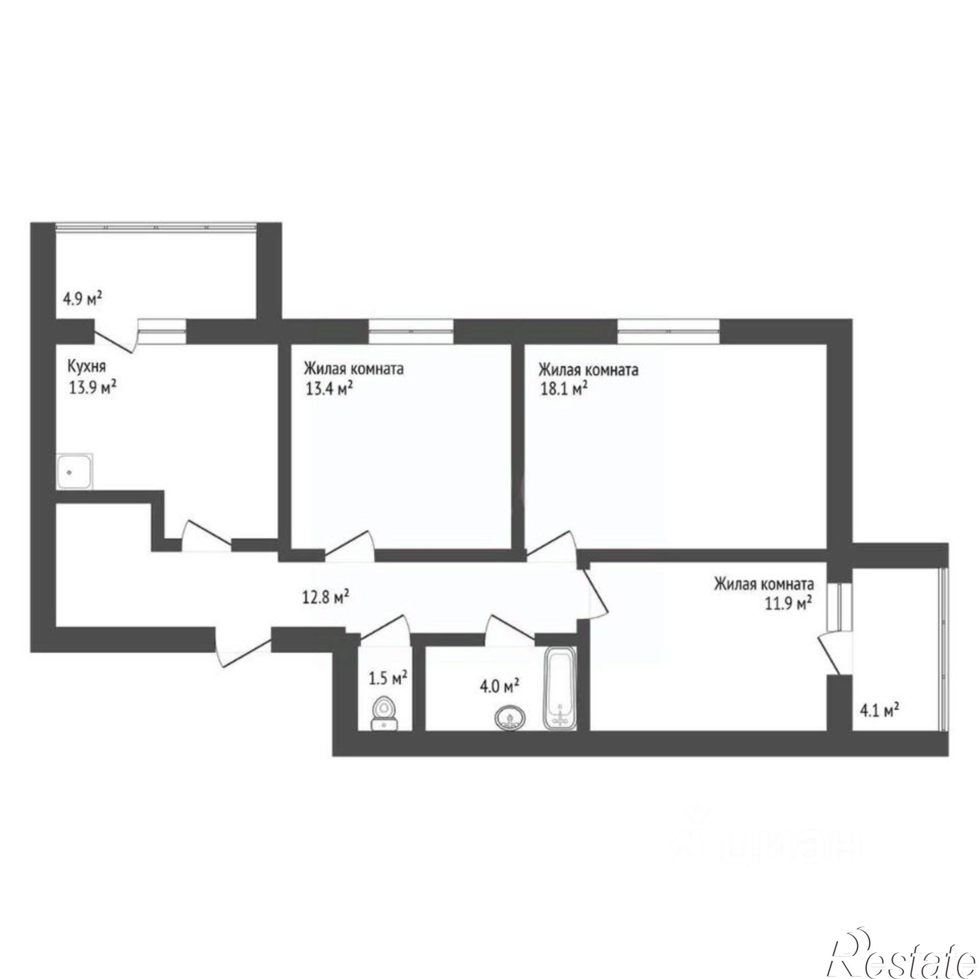 Купить квартиру за 14 500 000 рублей на Заводская улица, 4/5