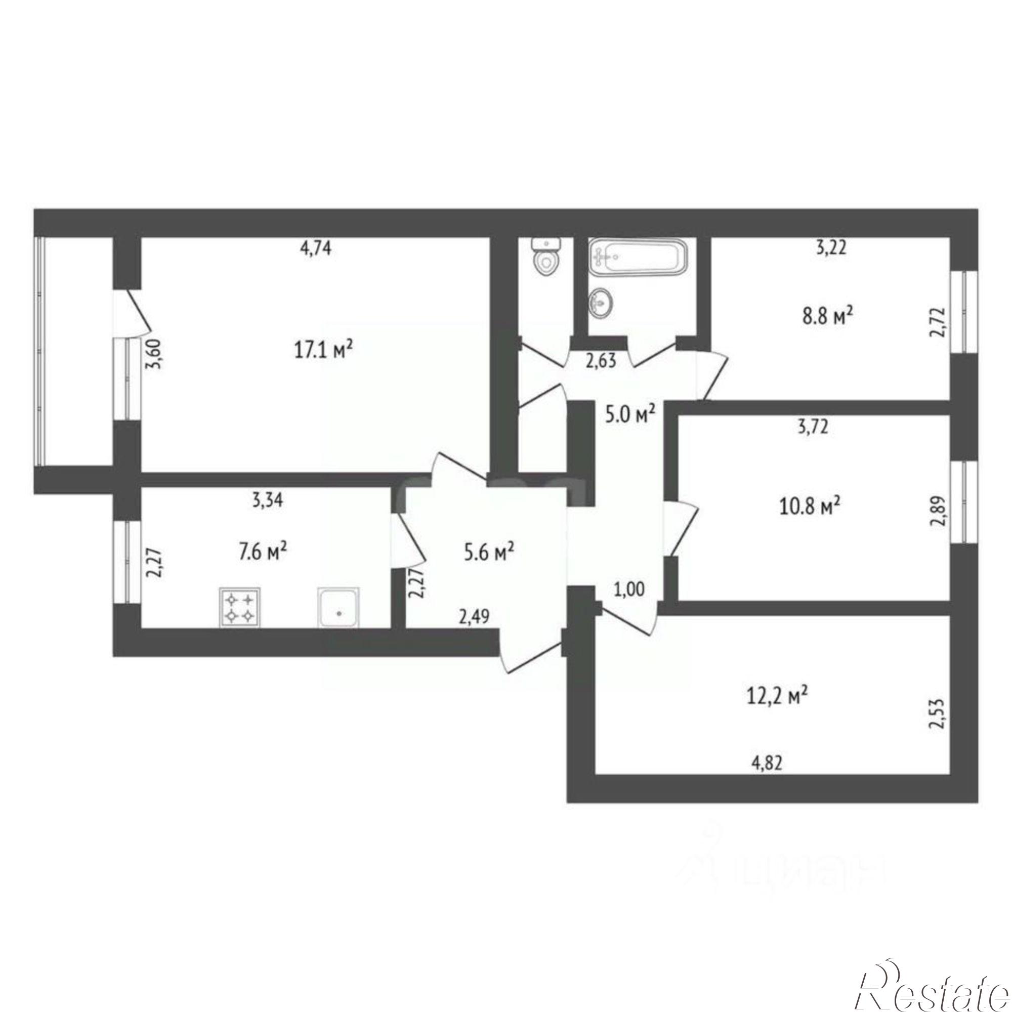 Купить квартиру за 11 300 000 рублей на улица Калинина, 110/4