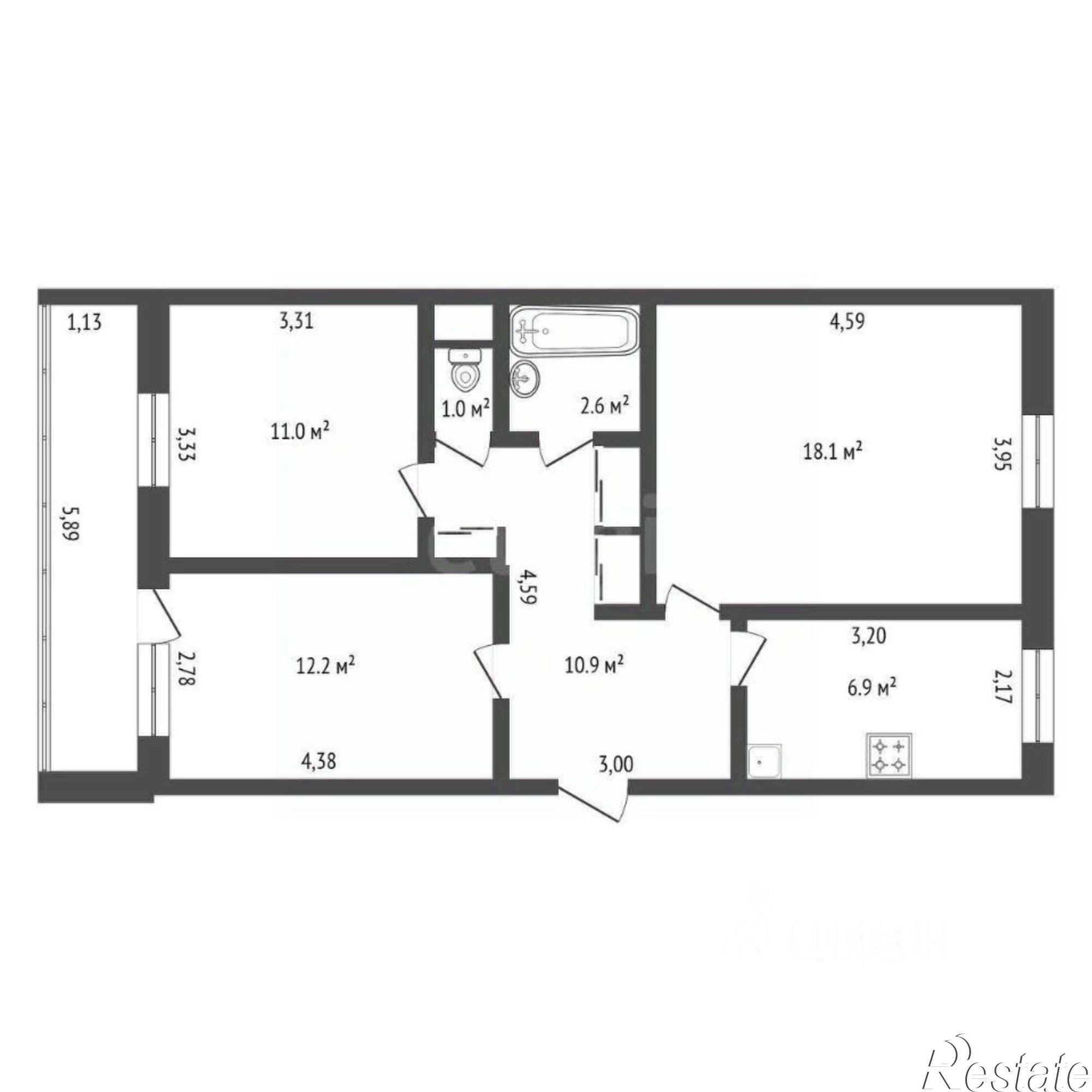 Купить квартиру за 6 800 000 рублей на Студенческая улица, 45/3