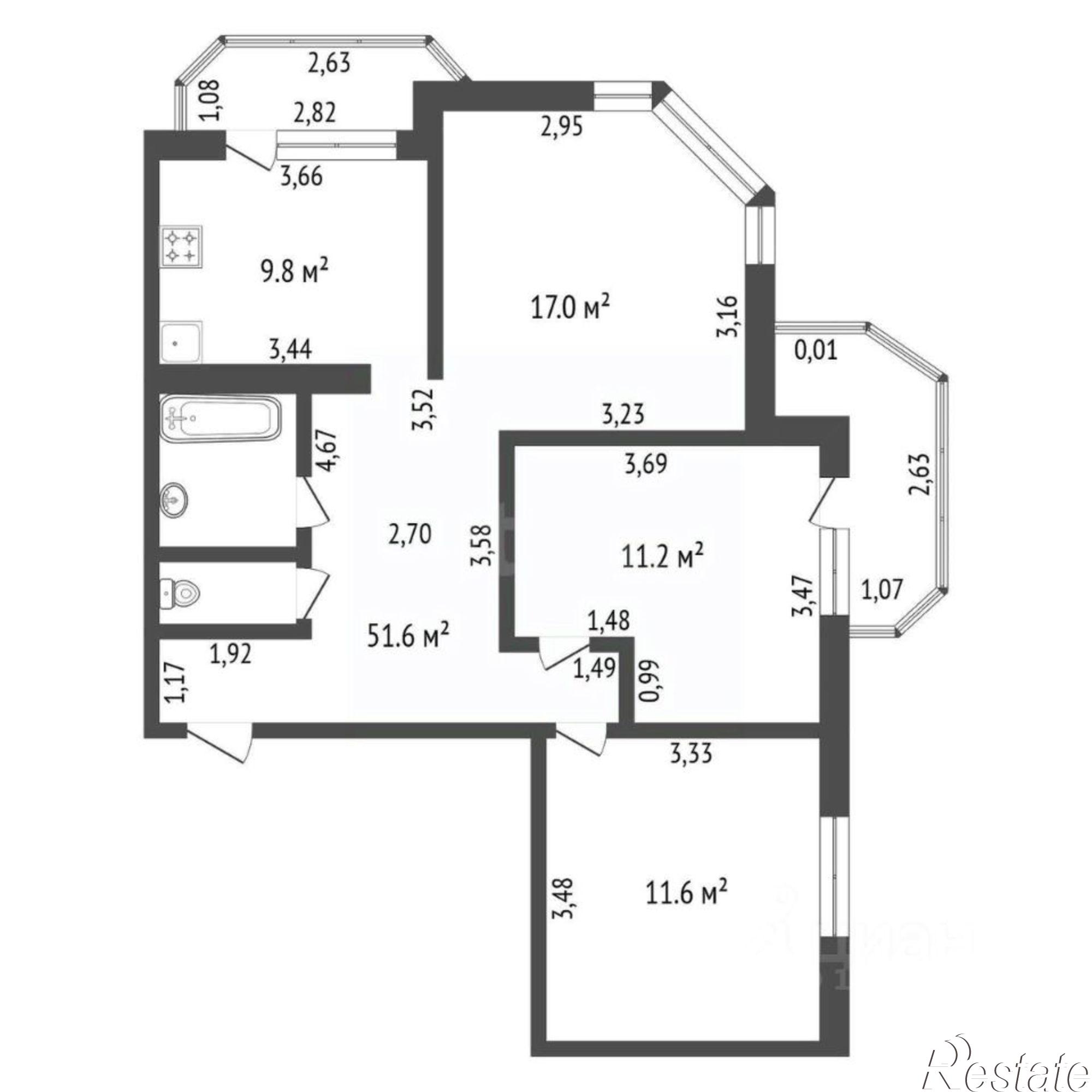 Купить квартиру за 11 900 000 рублей на Игнатьевское шоссе, 14/4