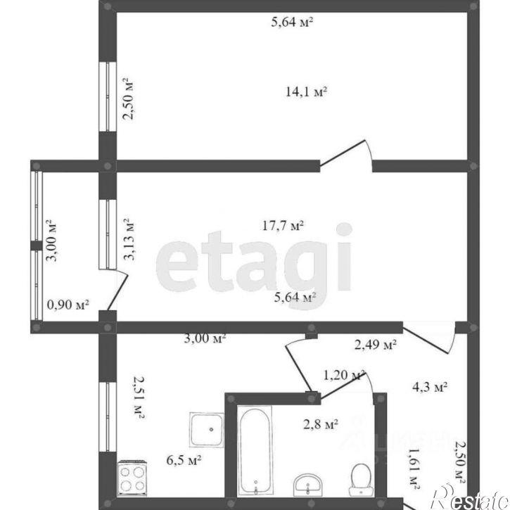 2-комн квартира улица 50 лет Октября, 202,  д. 202