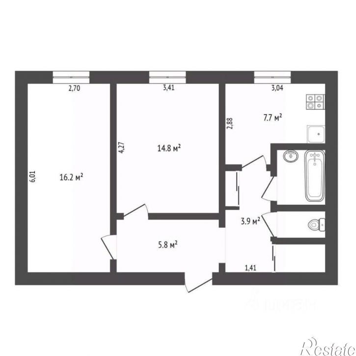 2-комн квартира Институтская улица, 28,  д. 28