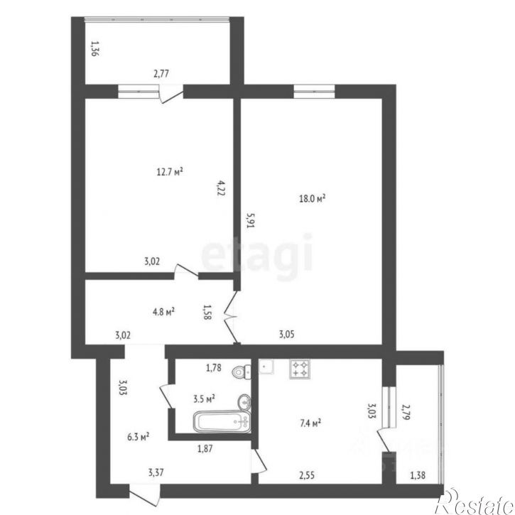 2-комн квартира улица Василенко, 16,  д. 16