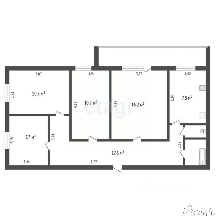 4-комн квартира улица Воронкова, 4/2,  д. 4/2