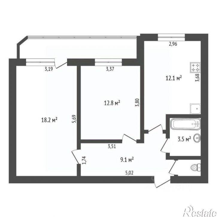2-комн квартира улица Пушкина, 66,  д. 66