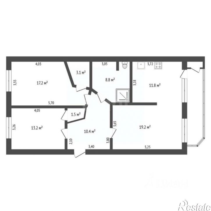 3-комн квартира Комсомольская улица, 16,  д. 16