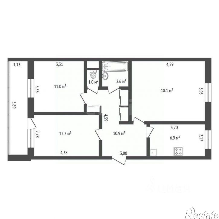 3-комн квартира Студенческая улица, 45/3,  д. 45/3