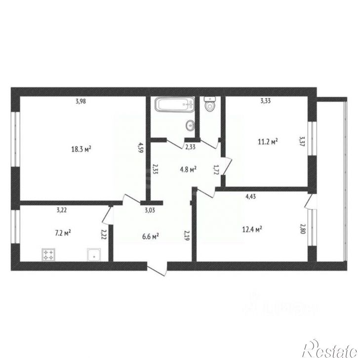 3-комн квартира Северная улица, 59,  д. 59