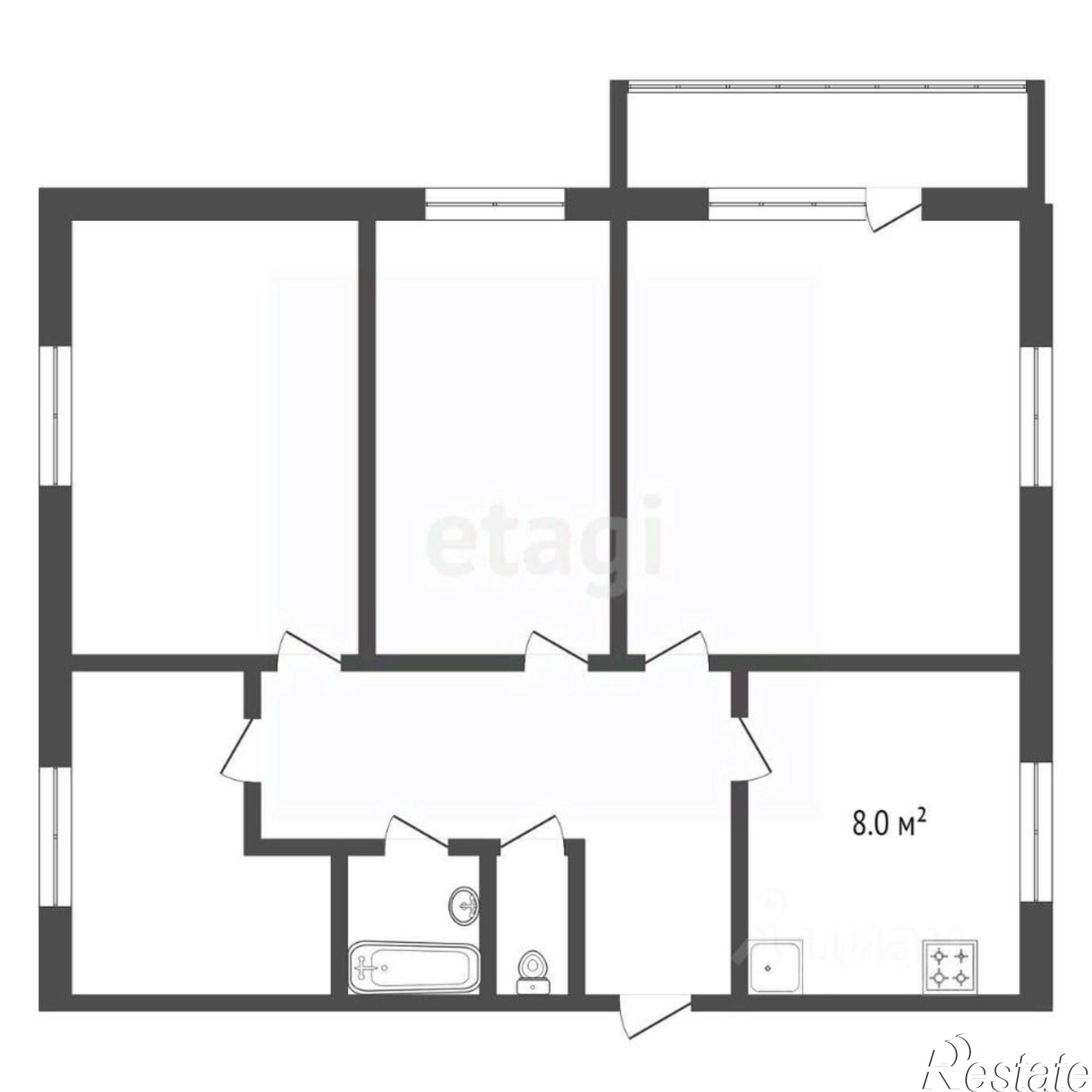 Купить квартиру за 6 000 000 рублей на Нагорная улица, 14