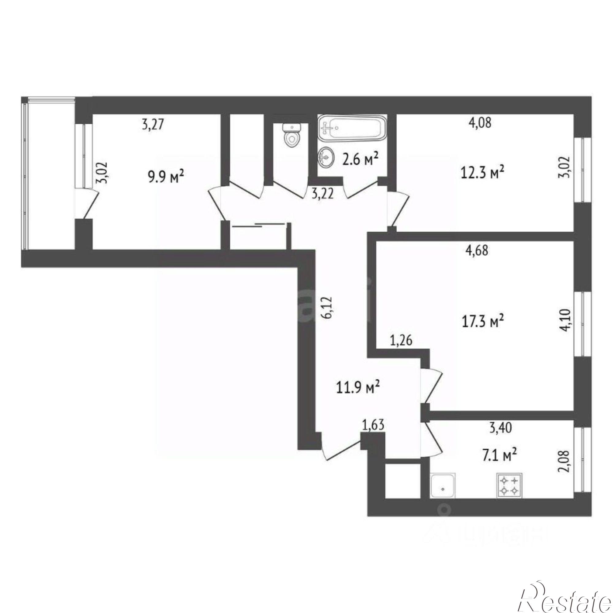 Купить квартиру за 5 900 000 рублей на Тополиная улица, 59