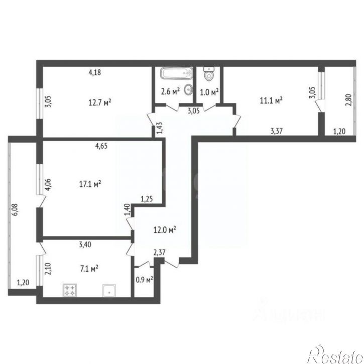 3-комн квартира улица Кантемирова, 20/4,  д. 20/4