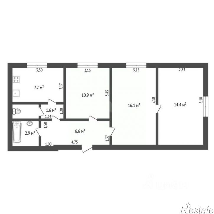 3-комн квартира Октябрьская улица, 29,  д. 29