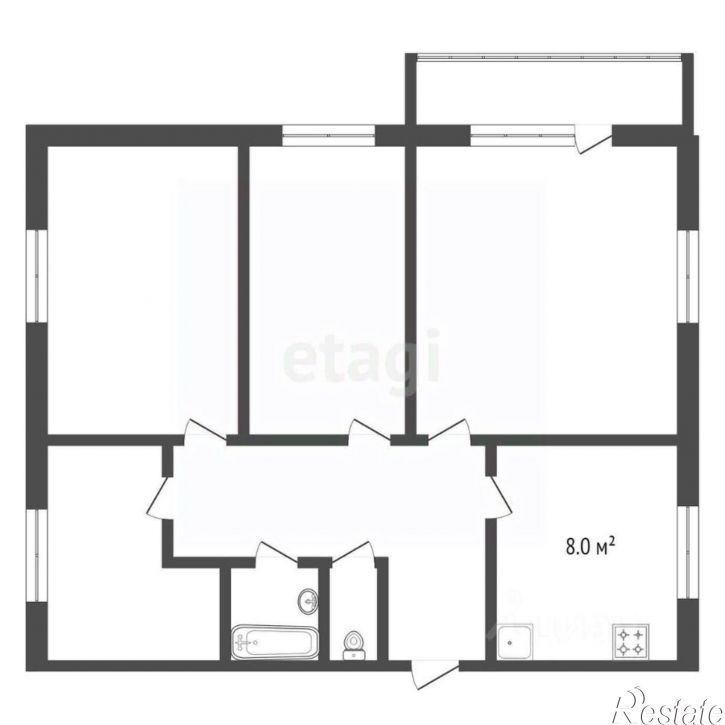 4-комн квартира Нагорная улица, 14,  д. 14