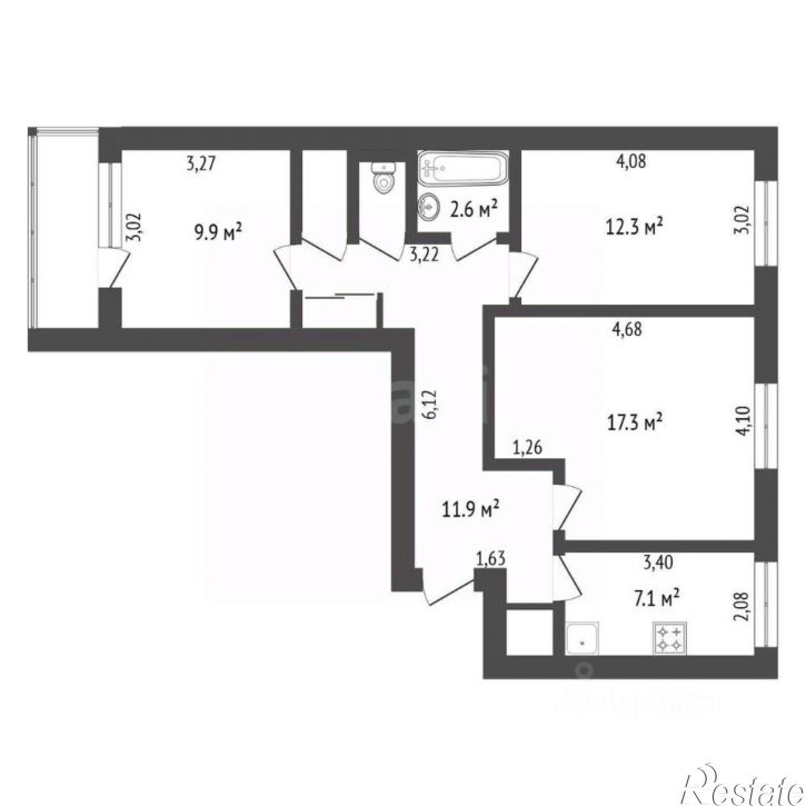 3-комн квартира Тополиная улица, 59,  д. 59