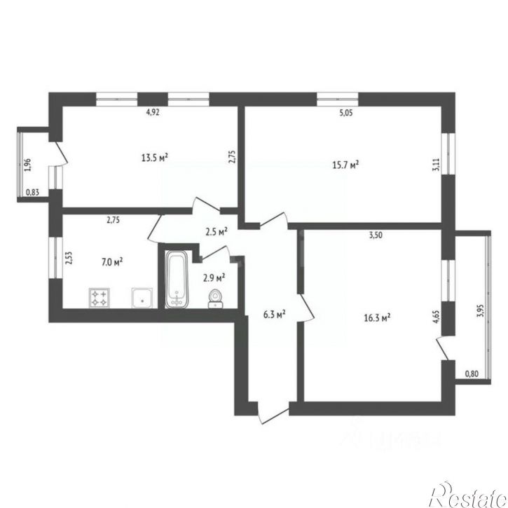 3-комн квартира