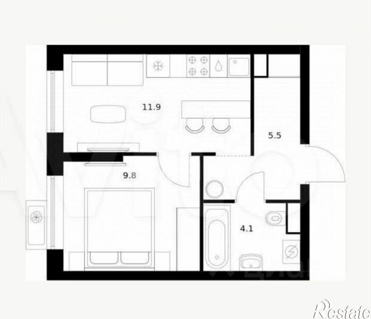 1-комн квартира улица 50 лет Октября, 265,  д. 265
