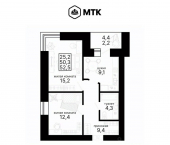 2-комн, 52 кв м, этаж 9/11 Рабочая улица, 62