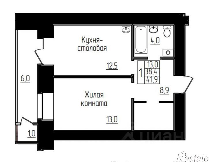 1-комн квартира улица Чайковского, 4,  д. 4
