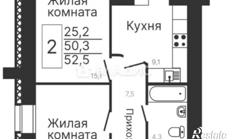 2-комн квартира в новом доме Конная улица, 79,  д. 79