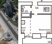 1-комн, 31кв м, этаж 8/14 Заводская улица, 4