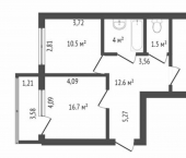 2-комн, 56кв м, этаж 5/5 Первомайская улица, 49
