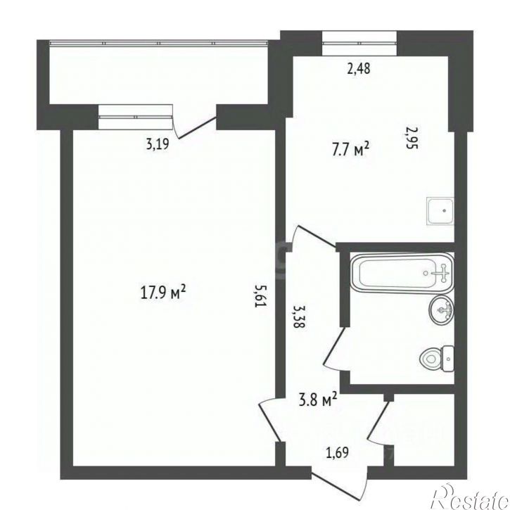 1-комн квартира Политехническая улица, 109,  д. 109