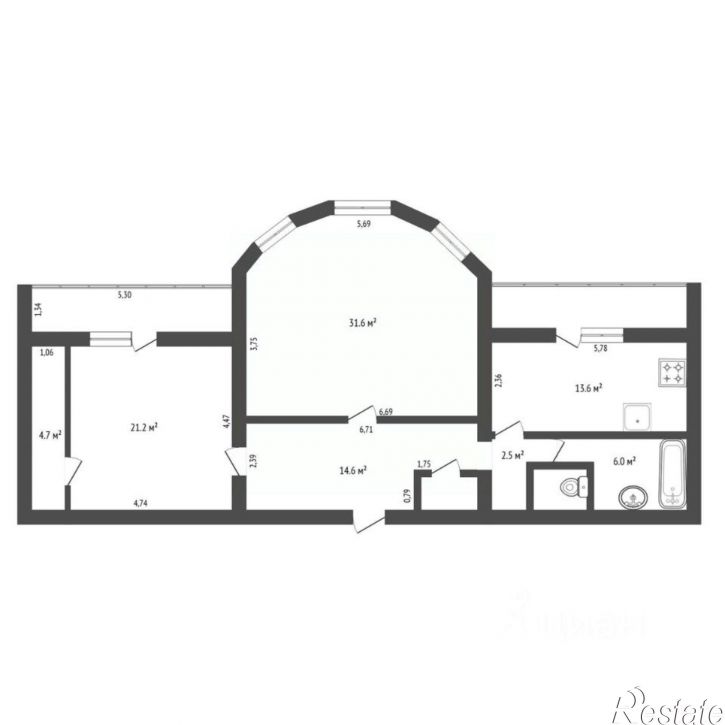 2-комн квартира улица Островского, 65,  д. 65