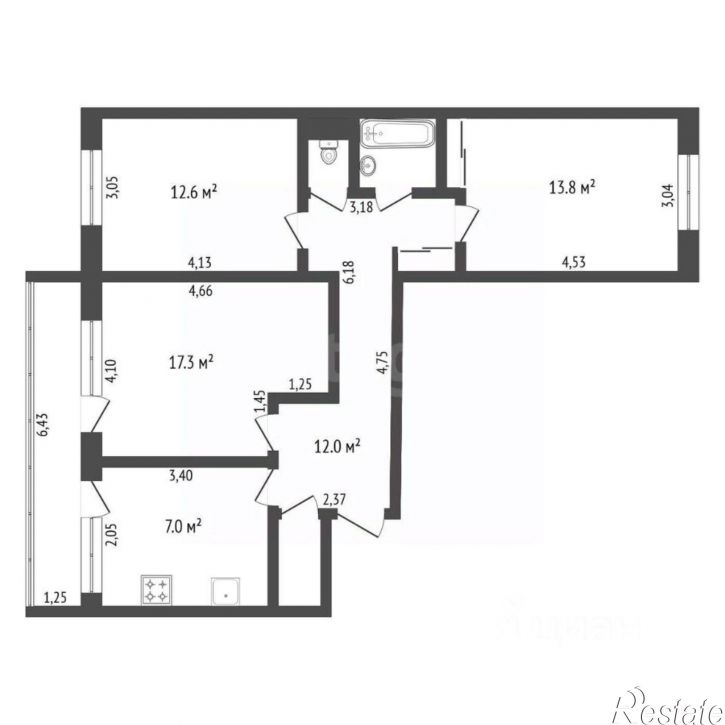 3-комн квартира улица Горького, 235,  д. 235