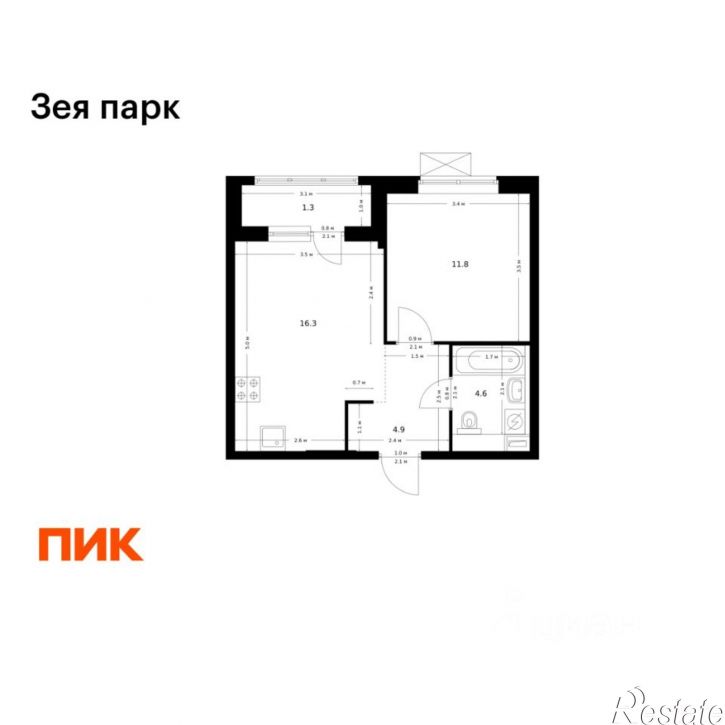 1-комн квартира в новом доме улица 50 лет Октября, 263/2,  д. 263/2