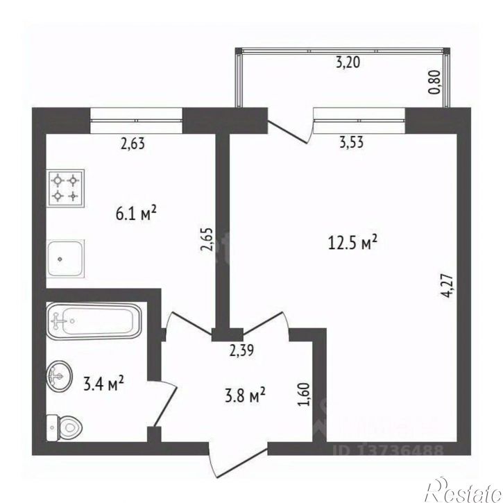 1-комн квартира улица Островского, 236,  д. 236