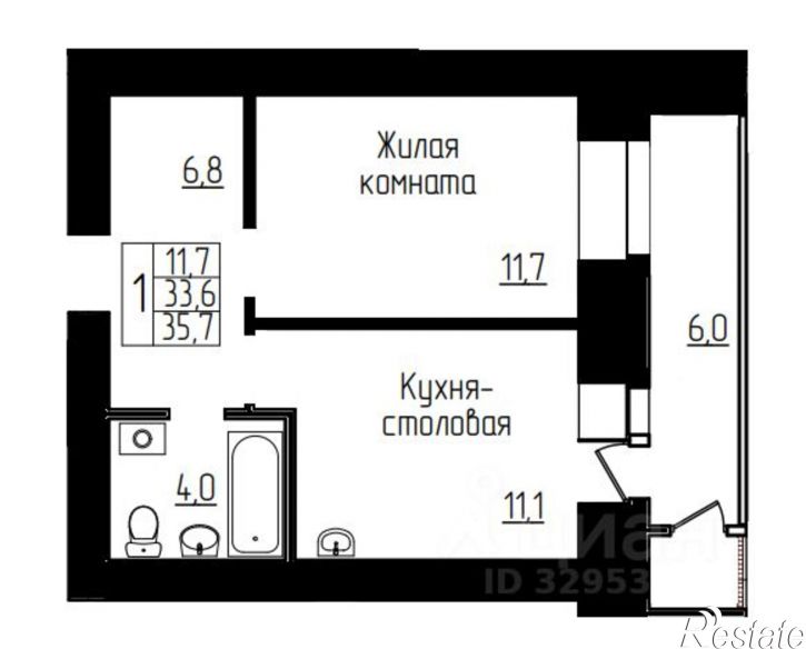 1-комн квартира в новом доме улица Чайковского, 4,  д. 4