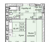 1-комн, 38 кв м, этаж 3/13 улица Чайковского, 81