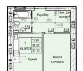 1-комн, 37 кв м, этаж 6/13 улица Чайковского, 81