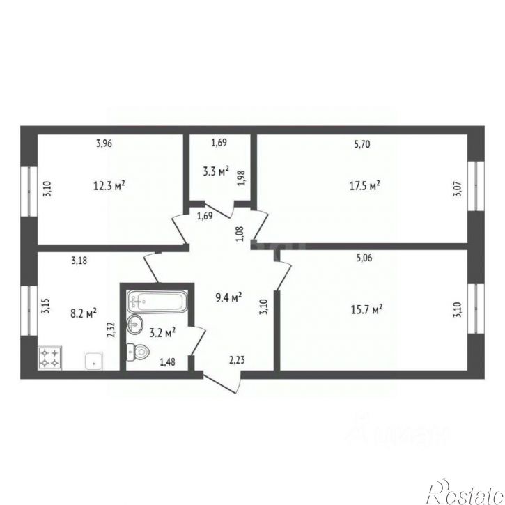 3-комн квартира улица Чайковского, 35,  д. 35