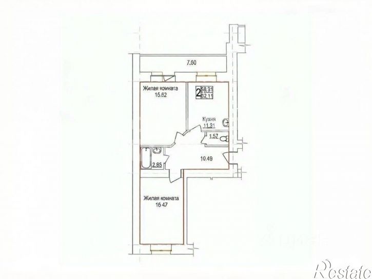 2-комн квартира Заводская улица, 4/6,  д. 4/6