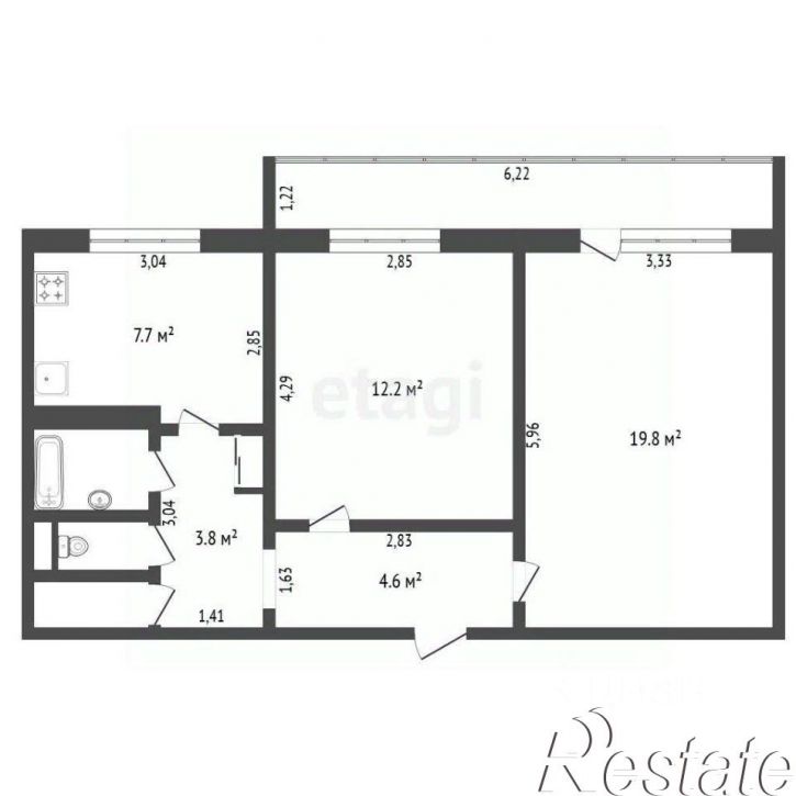 2-комн квартира Институтская улица, 3/1,  д. 3/1