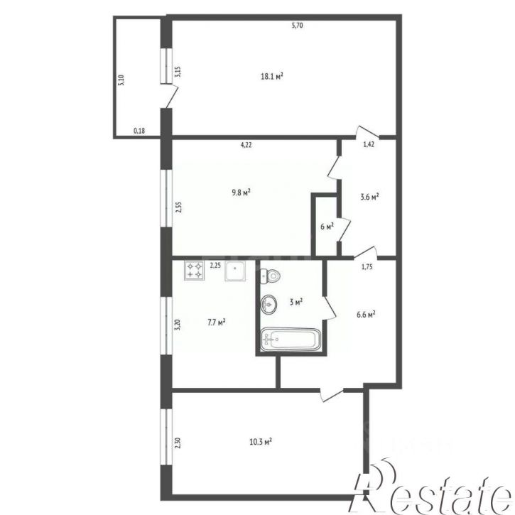 3-комн квартира улица Калинина, 76/2,  д. 76/2